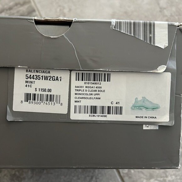 NWT Balenciaga Triple S Clear Sole Chunky Sneakers in Mint, Size 41 New in Box - Picture 12 of 13